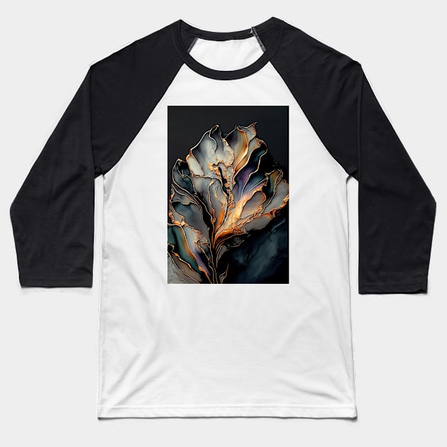 Tulip Triumph - Abstract Alcohol Ink Resin Art Baseball T-Shirt by inkvestor